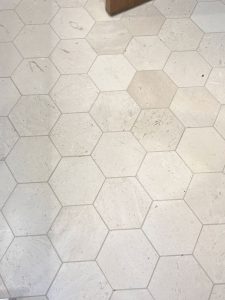 white honeycomb tile flooring