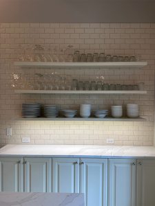 white tiling in kitchen